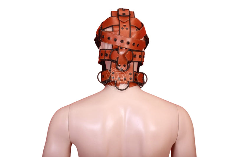 leather BDSM muzzle, bondage muzzle gag, silent submission gear, leather restraint mask, adjustable muzzle harness