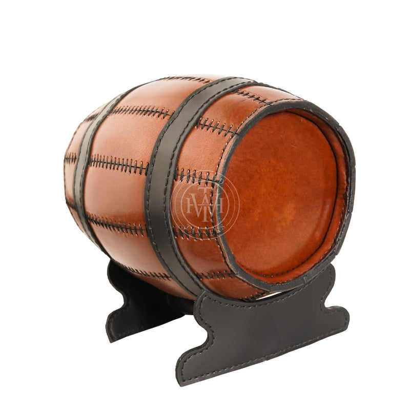 Leather Wine Barrel Holder, Leather Barrel Bottle Holder, Leather Barrel Bottle Holder