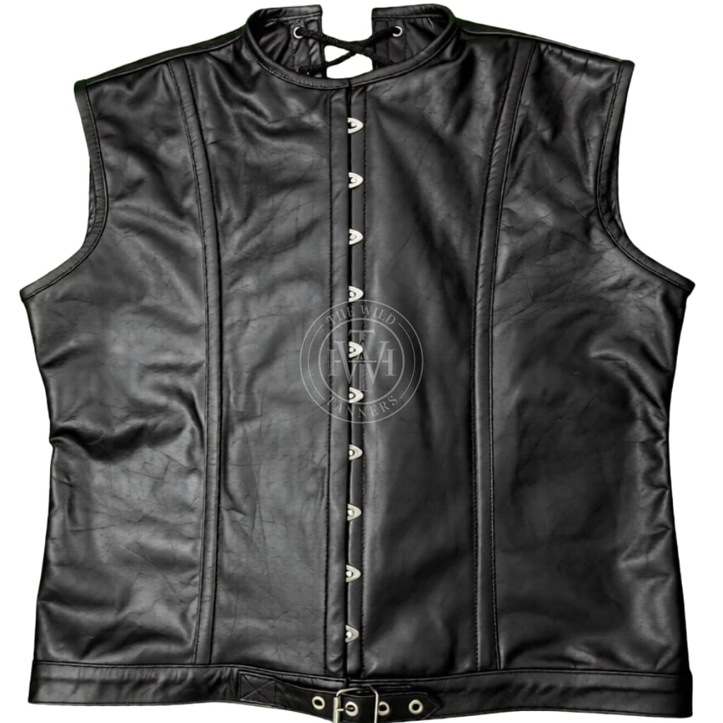 Steel Boned Victorian Style Leather Vest For Men, view 3