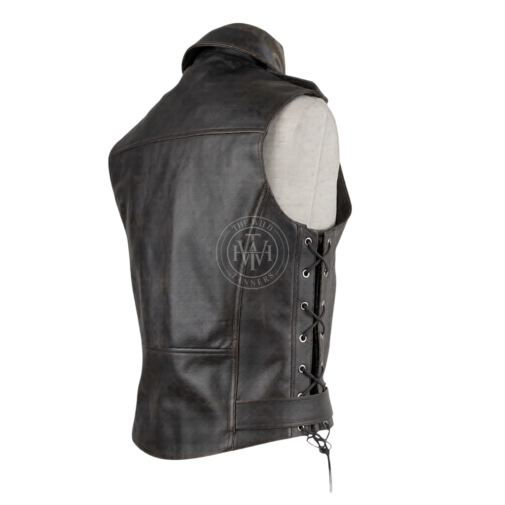 leather vest, gay leather vest, leather vest bdsm, bondage leather vest