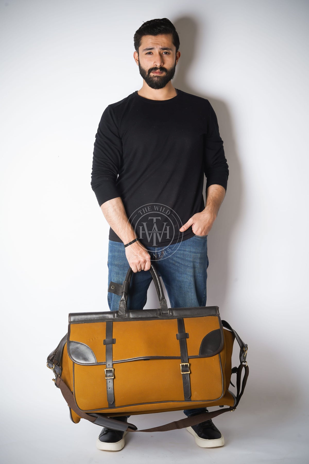 Canvas Leather Weekend Bag, view 3