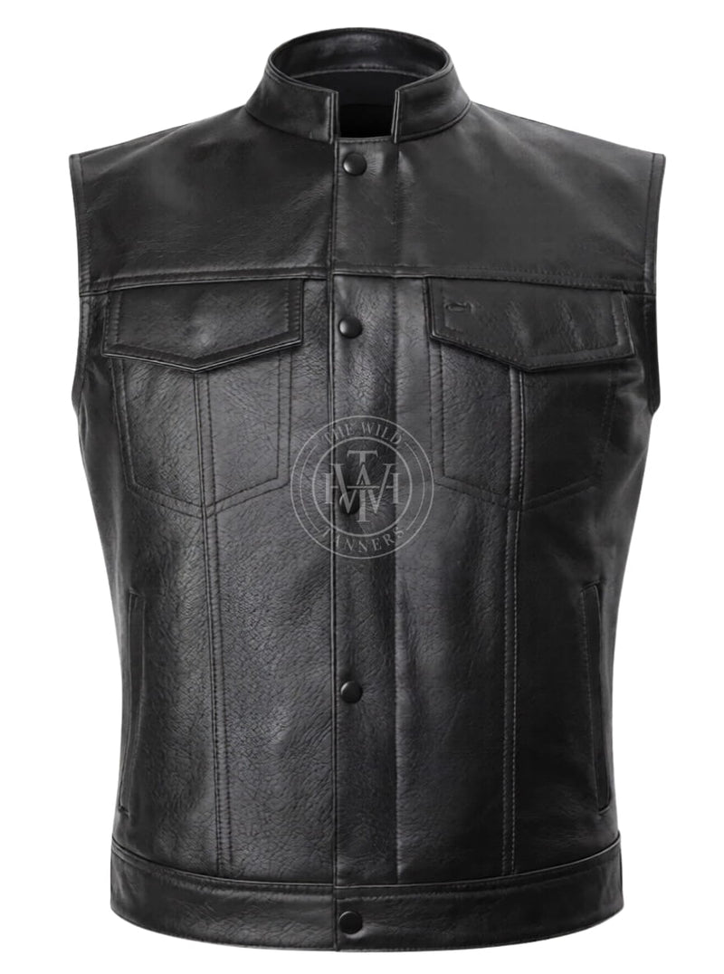 leather vest, gay leather vest, leather vest bdsm, bondage leather vest, Leather Biker Waistcoat