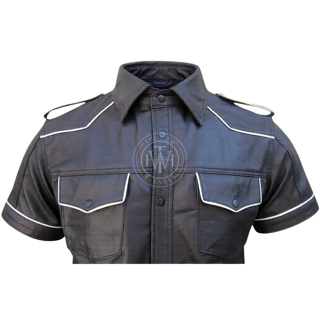 Genuine Black Leather Shirt Men's, view 3