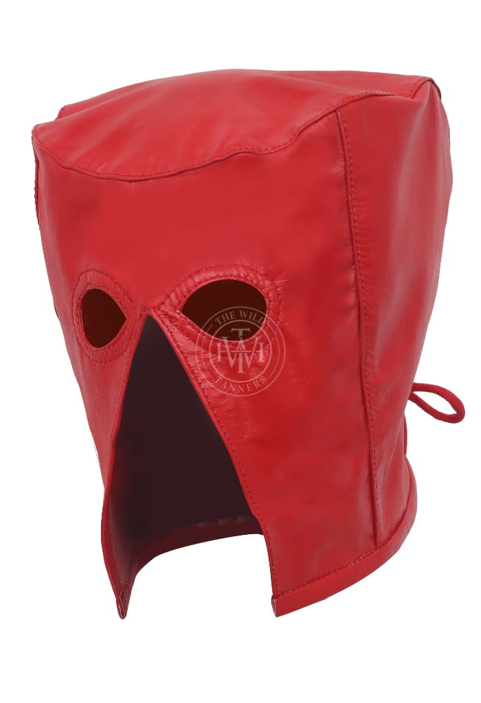 executioner leather hood, BDSM leather hood mask, full face leather hood, bondage execution hood, leather restraint mask