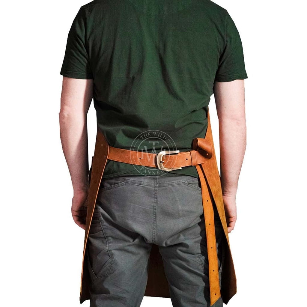 Men's Genuine Brown Leather Wood Working Apron, view 3