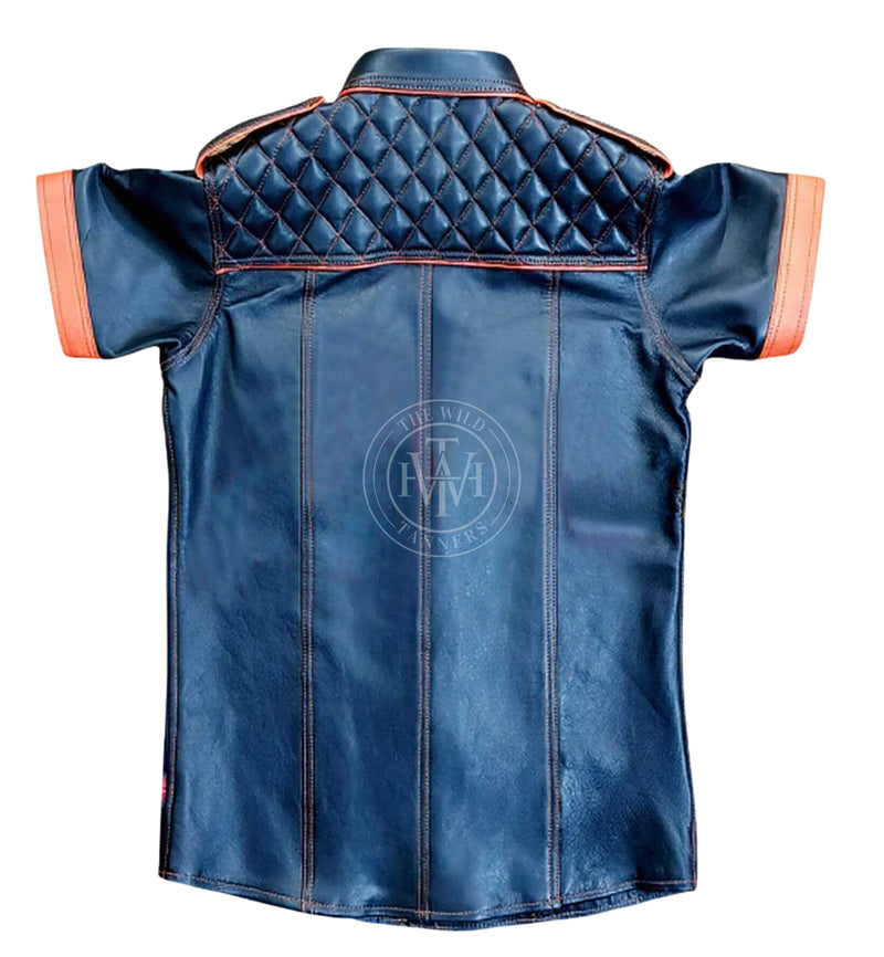 Short Sleeve Shirt, bondage leather shirt, bdsm leather shirt, gay leather shirt, Leather Short Sleeve Shirt