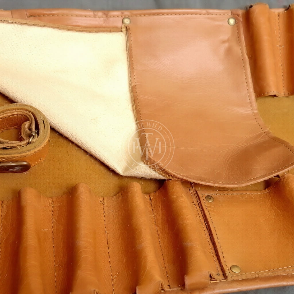 Yellow Leather Chef Knife Roll, view 3