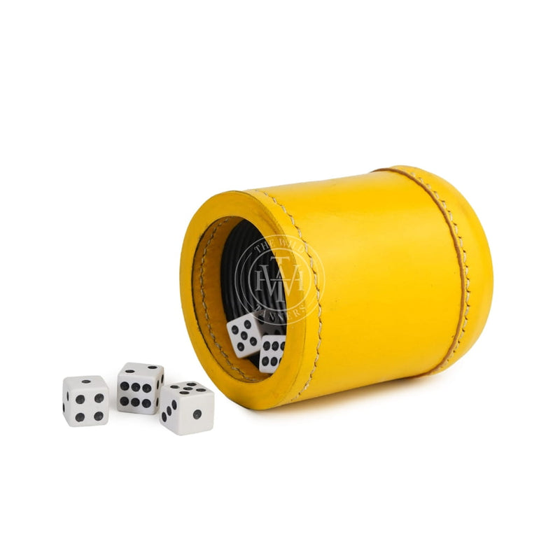 Leather Dice Cups, Yellow Dice Cup, Leather Dice Cup 