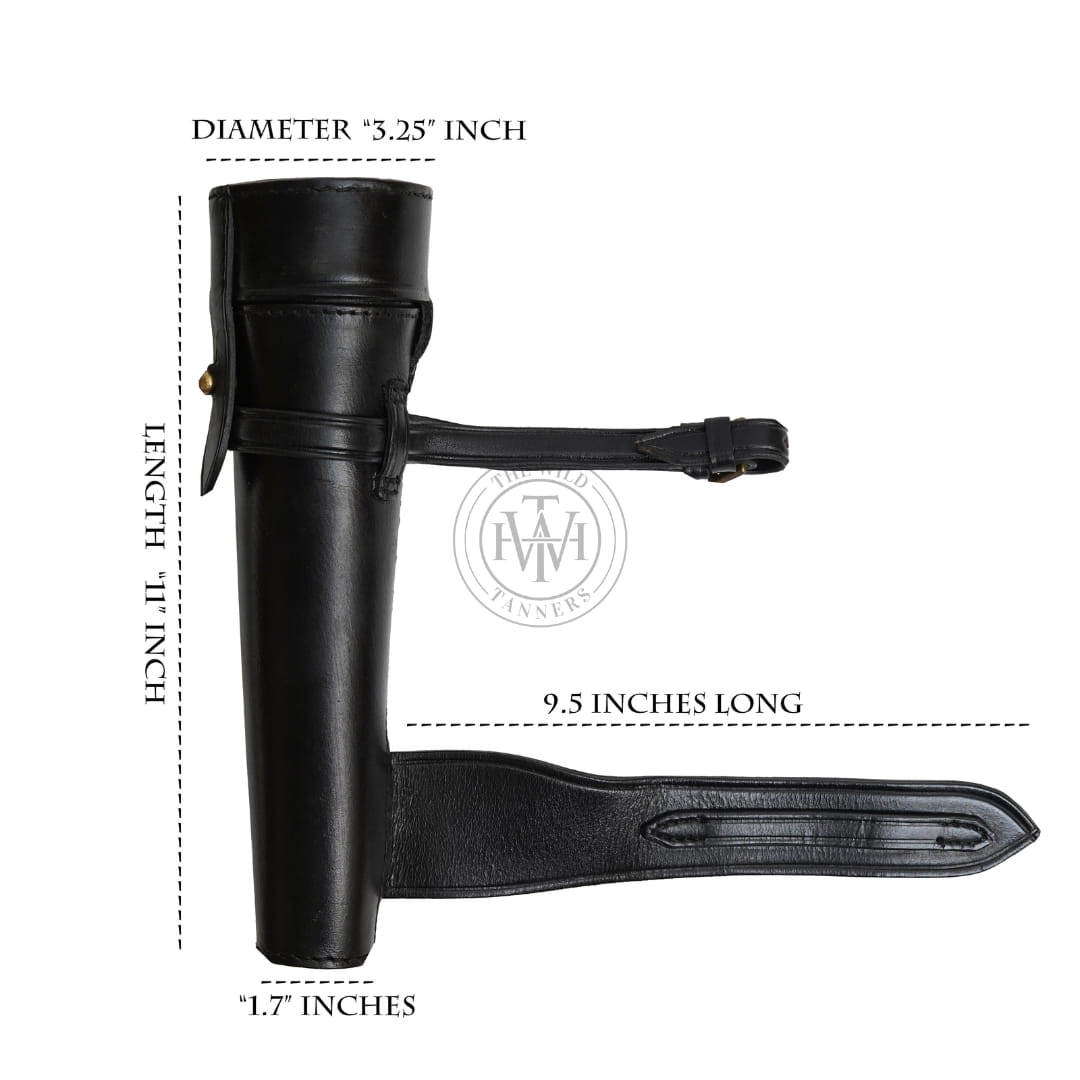 Genuine Leather Hunting Flask Case for Saddle - Black, view 5