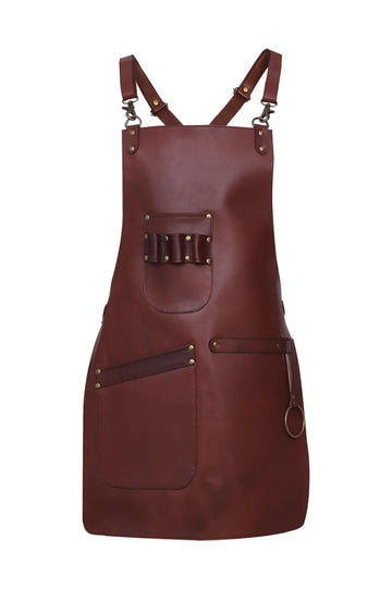Men's Brown Genuine Leather Woodworking Apron