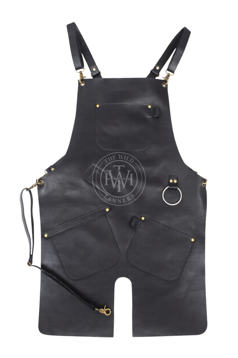 Leather apron, black leather apron, barber apron, salon apron, hairstylist apron, adjustable leather apron, cross-back apron, utility leather apron, tool apron, grooming apron, towel loop apron, professional leather apron, leather apron with pockets, heavy-duty apron, premium quality apron