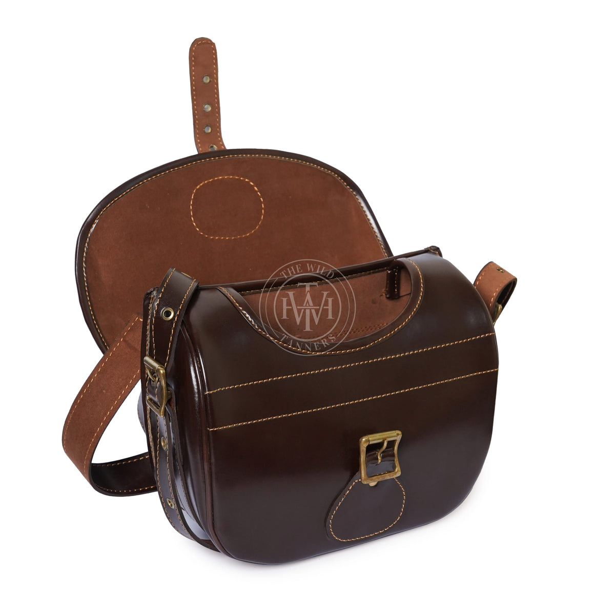Genuine Brown Leather Cartridge Bag, view 3