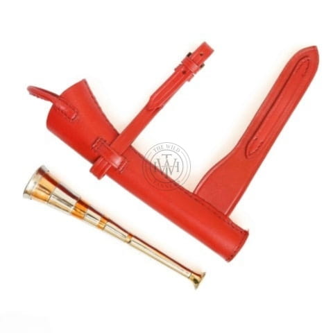 Fox Hunting Horn with Tan Leather Case, view 3