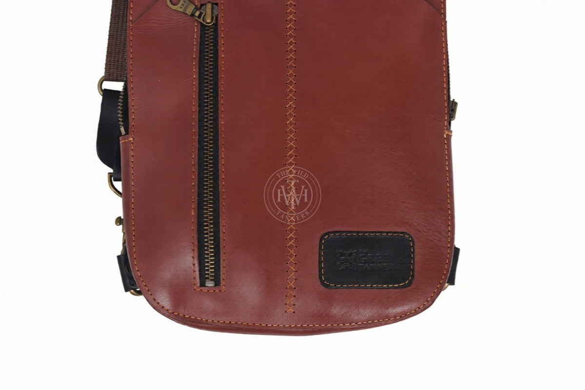 Classic Men's Leather Sling Bag, view 4