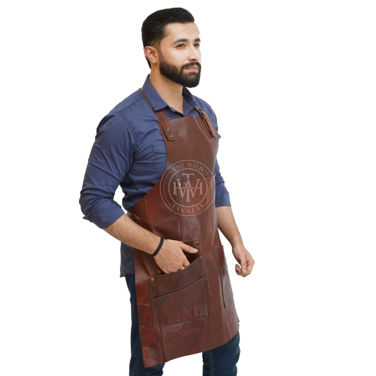 Stylish Leather Apron with Straps & Multiple Pockets, view 3
