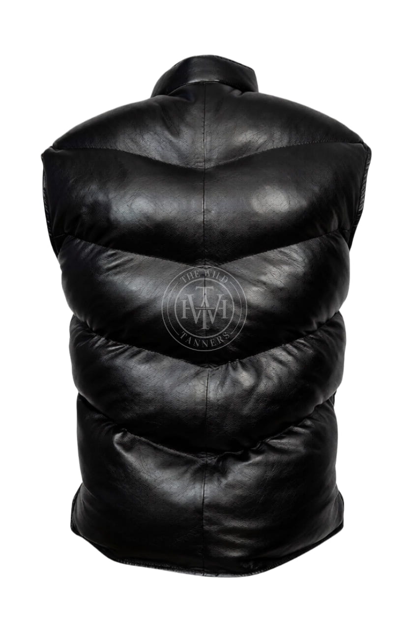 leather vest, gay leather vest, leather vest bdsm, bondage leather vest, leather puffer vest, quilted vest