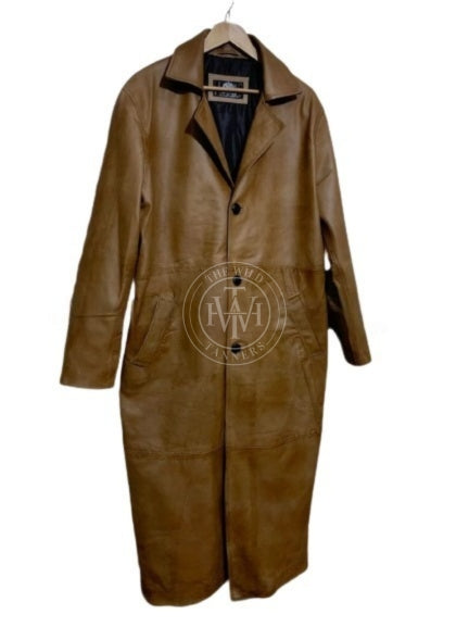 Long Leather Trench Coat, view 3