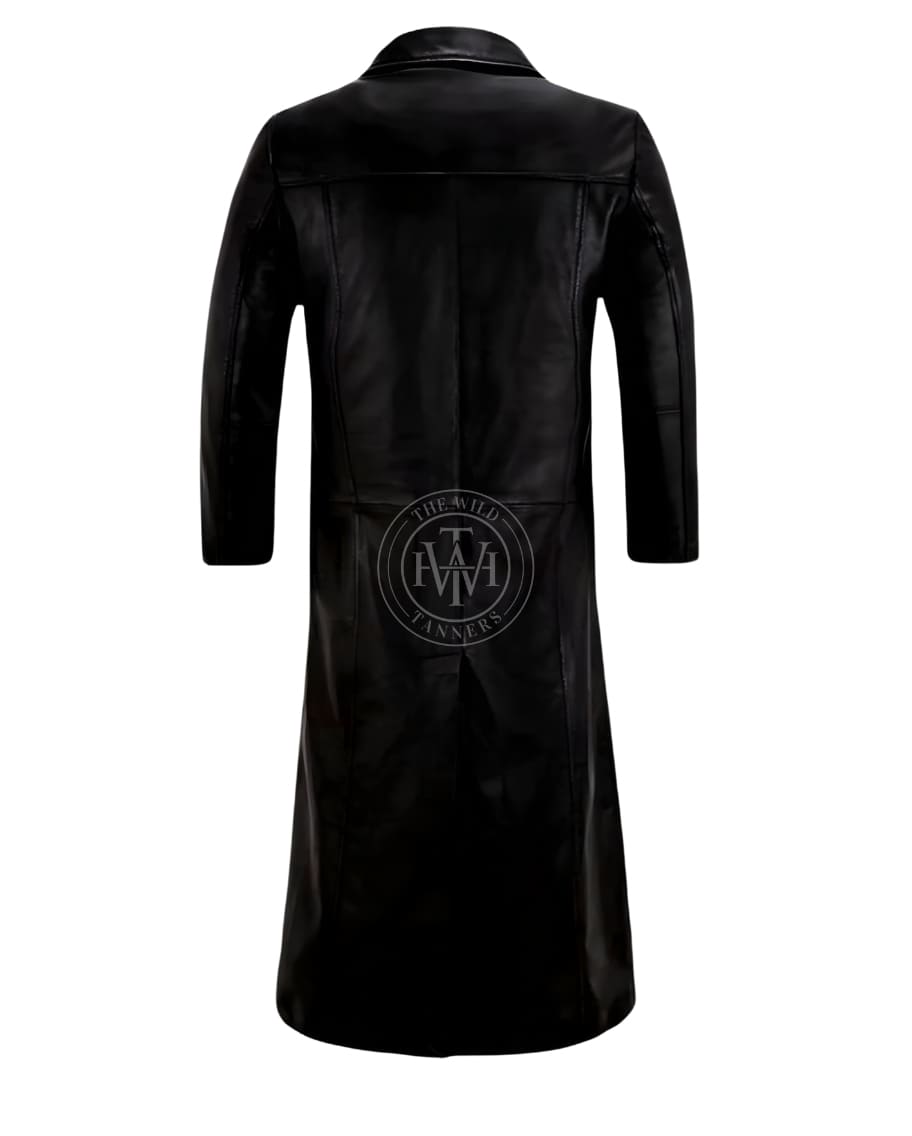 Premium Men's Leather Trench Coat, view 4