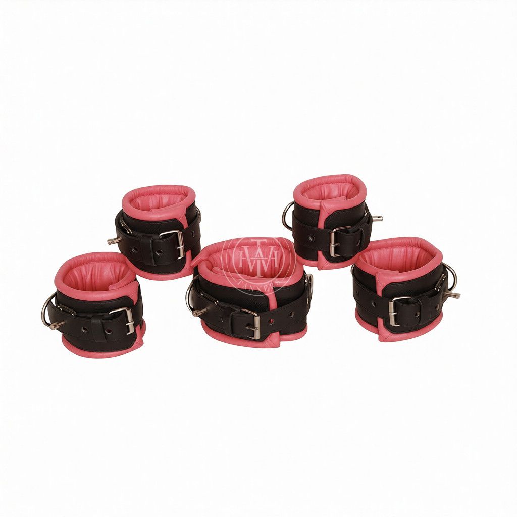 5 Pcs Leather Bondage Handcuffs Set, view 3