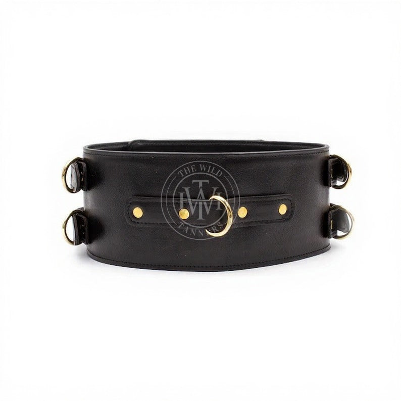 black bondage leather waist belt, leather bondage belt, bdsm leather waist belt, bondage waist belt with d-rings