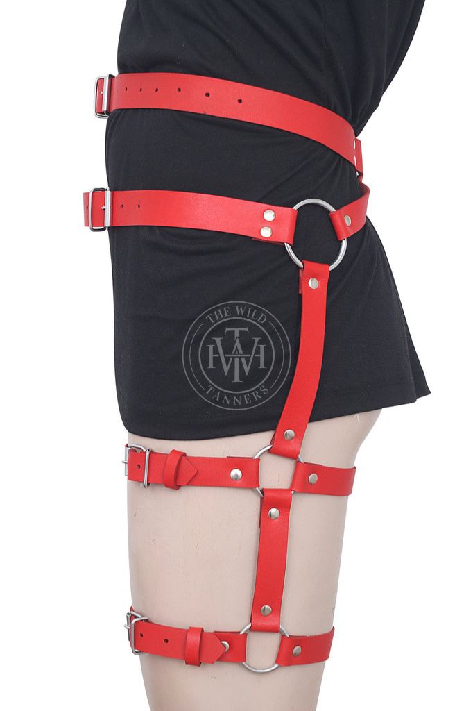 adjustable waist to thigh leather leg harness belt