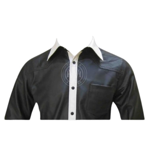 Premium Leather Men's Long Sleeve Shirt, view 3