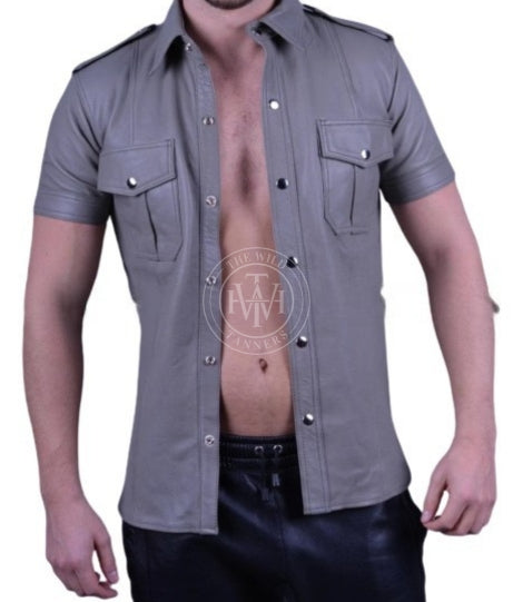 Genuine Leather Men's Short Sleeve Shirt, view 3