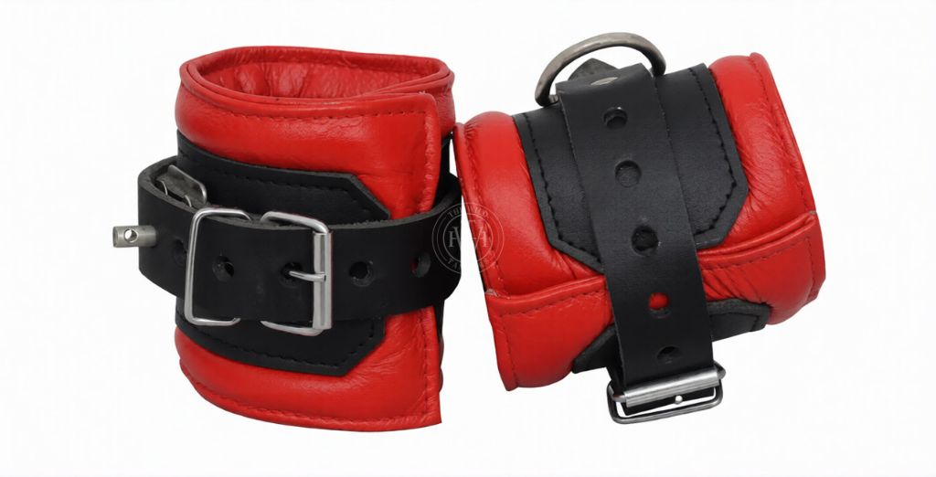 5 Pcs Set Premium Leather Bondage Handcuffs, view 3