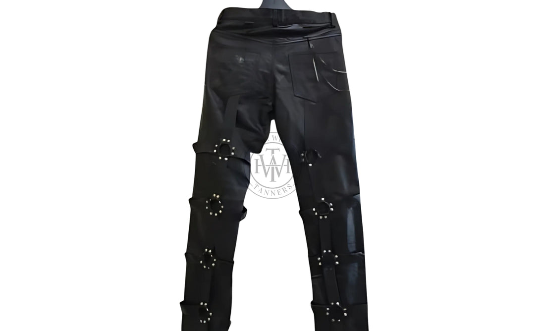 Black Leather Pants with Chain and O Rings