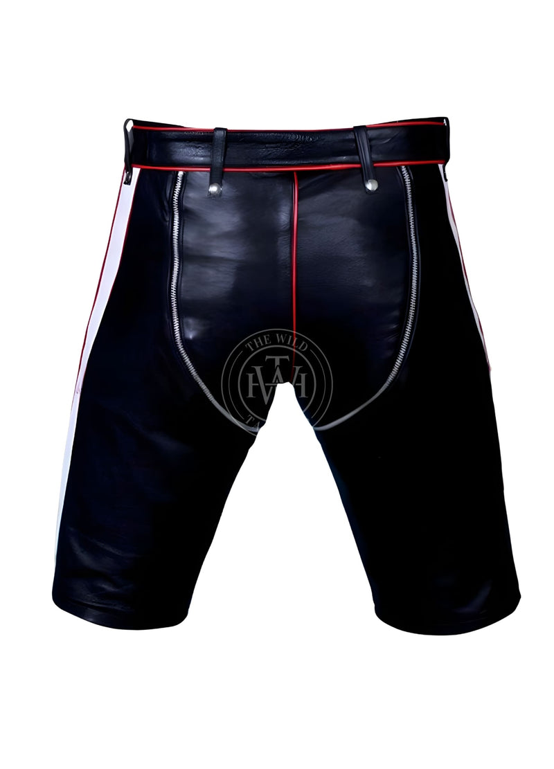 leather shorts, leather shorts bondage, leather shorts bdsm, leather gay shorts, gay leather shorts, leather zipper shorts 