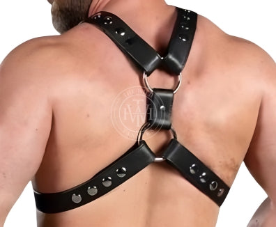 leather bondage harness heavy duty o ring chest strap