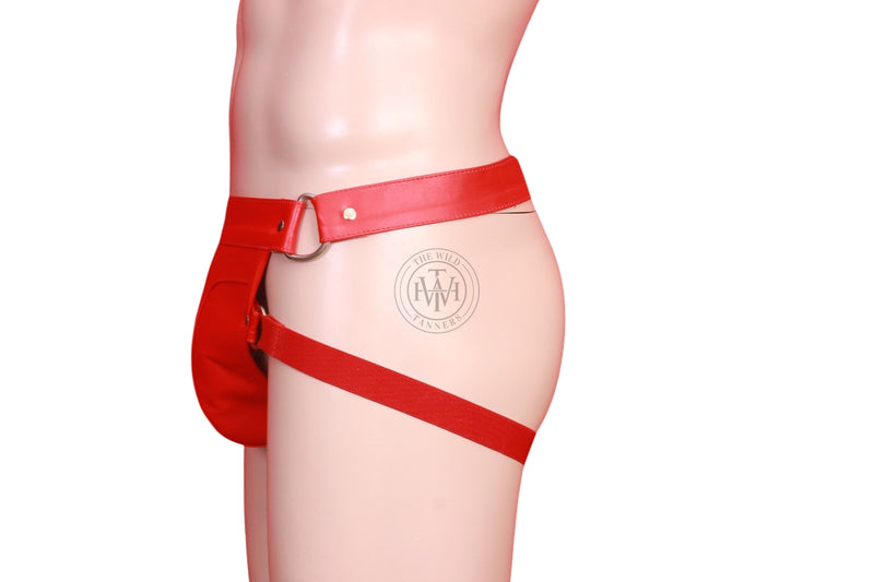 leather gay jockstrap, thigh strap jockstrap, BDSM leather underwear, adjustable leather jockstrap
