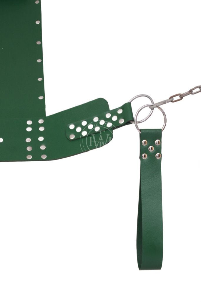 Dark Green Leather Sex Swing Bondage, view 3