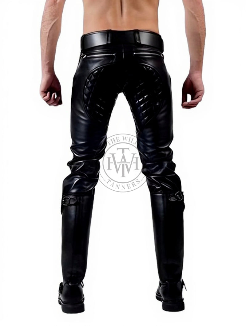 leather quilted pants, leather pants, leather BDSM pants, leather bondage pants, gay leather pants, leather pants mens