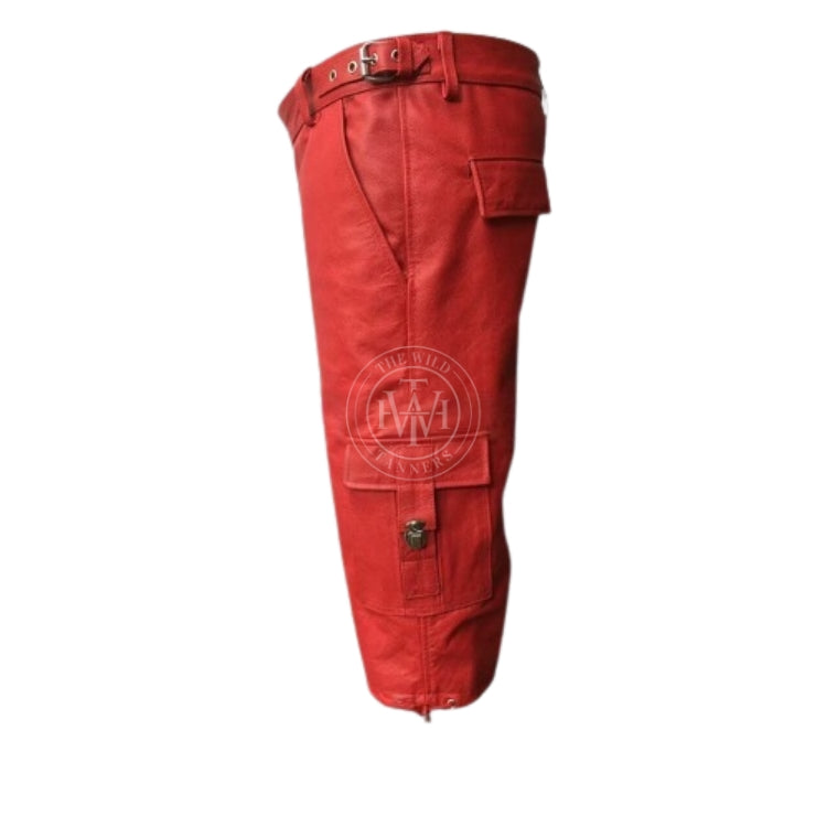 Knee-Length Leather Shorts for Men, view 3