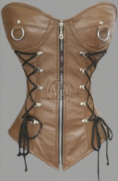 Black Leather Overbust Corset, view 4
