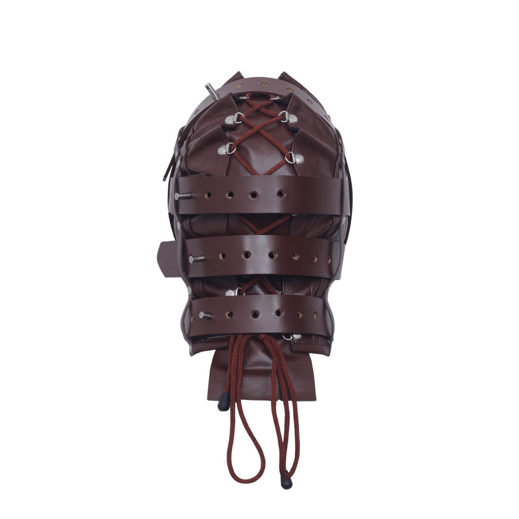 Brown Leather Hood with Adjustable Mask