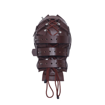 Brown Leather Hood with Adjustable Mask