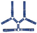 blue leather harness, bondage chest harness, adjustable men’s harness, bdsm leather chest, leather bondage chest harness