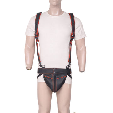 leather mens bondage harness with jockstrap