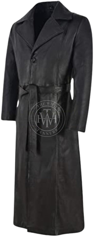 leather coat, leather long coat, leahter trench coat, leather overcoat