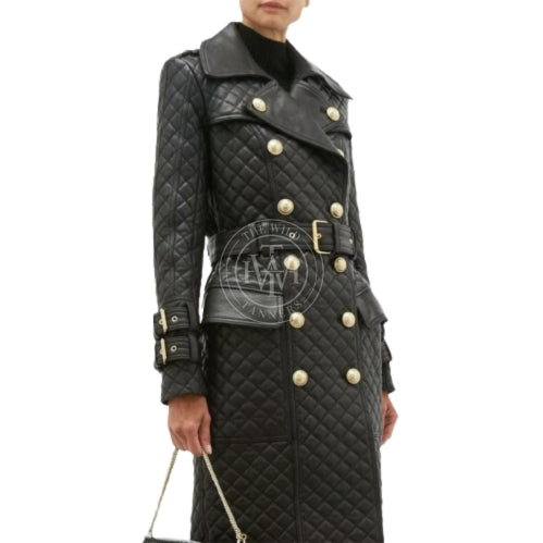 leather coat, leather long coat, leahter trench coat, leather leather overcoat, double breasted leather coat