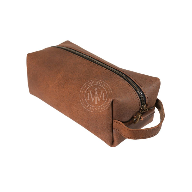 leather toiletry bag, brown toiletry bag