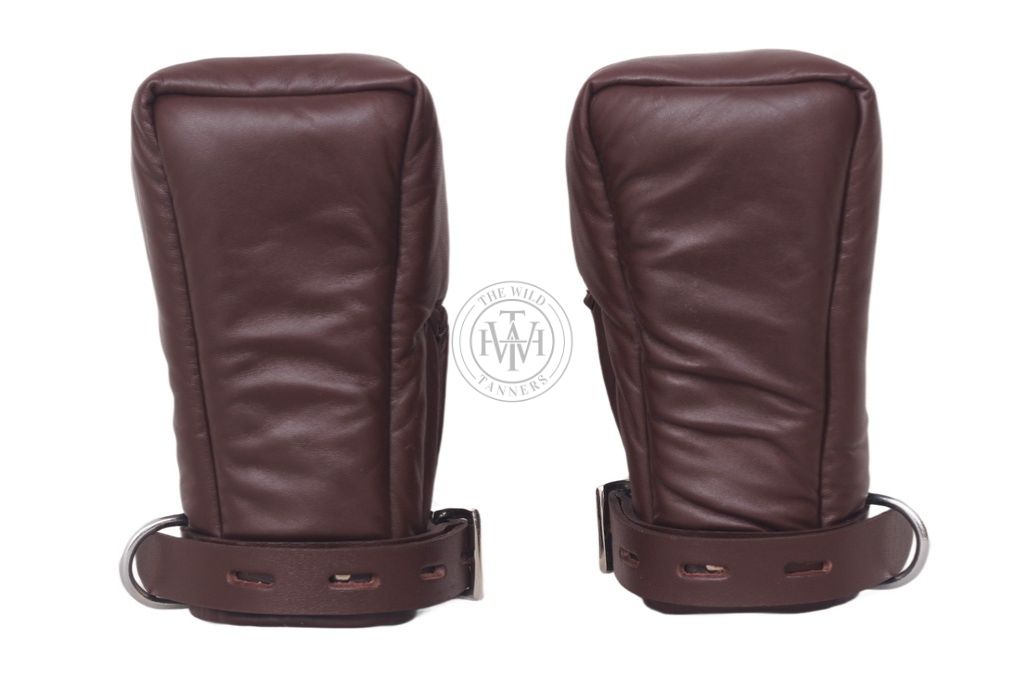 Brown Padded Bondage Mittens, view 3