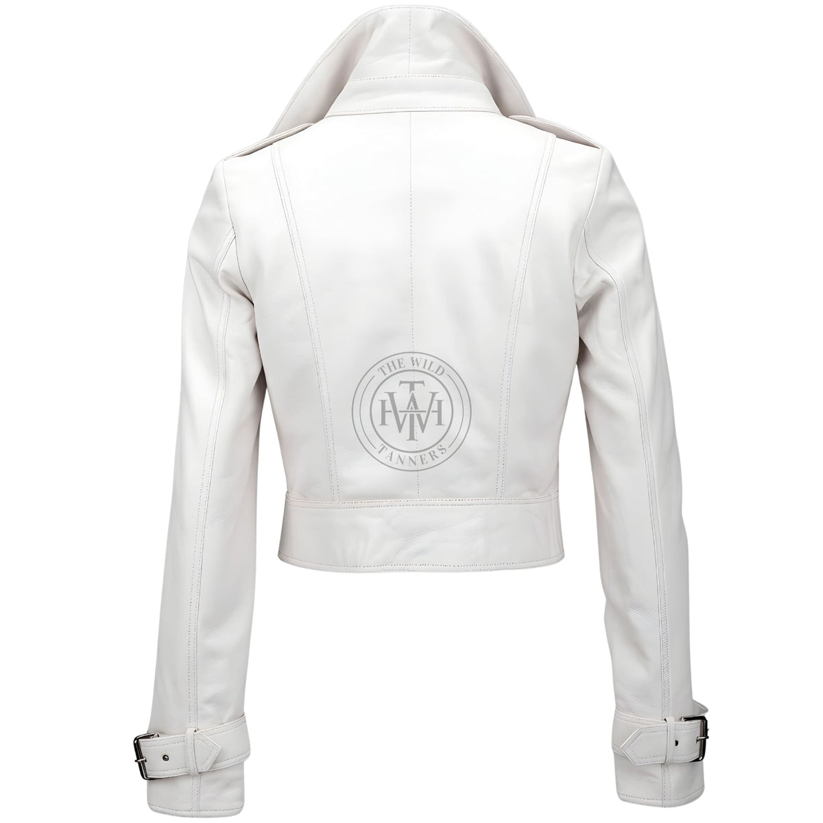 Women's genuine leather zip-up jacket, view 3