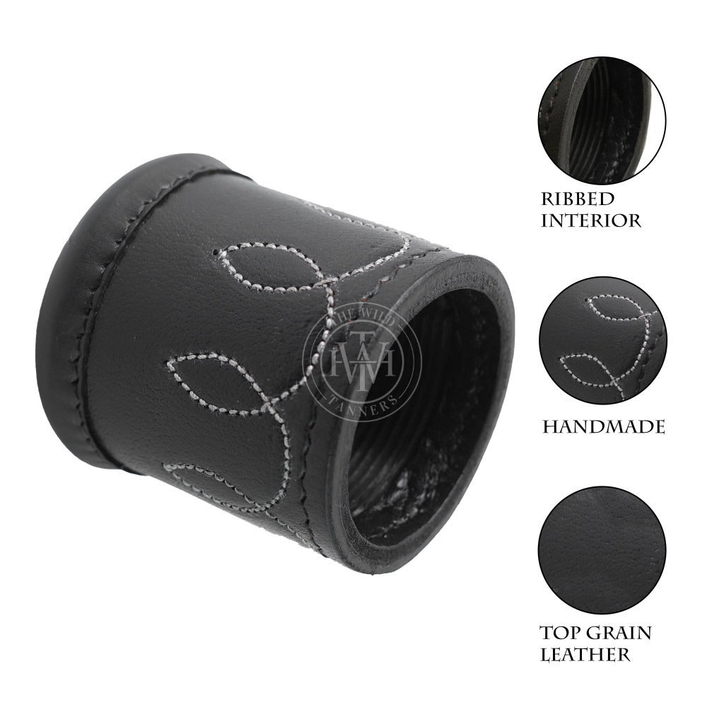 Leather Dice Rolling Cup - Ribbed interior, view 5