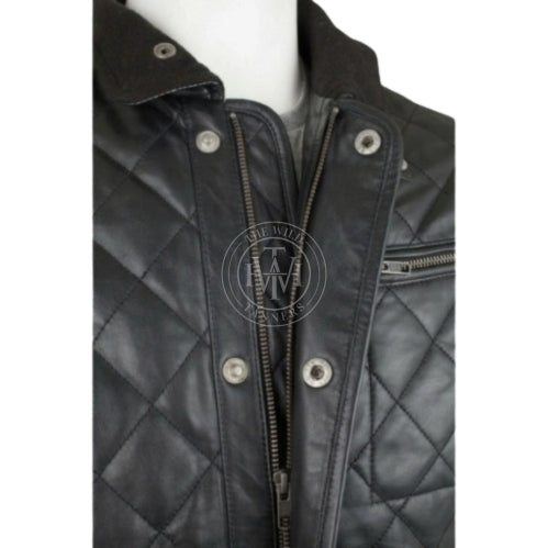Classic Mens Leather Biker Jacket, view 3