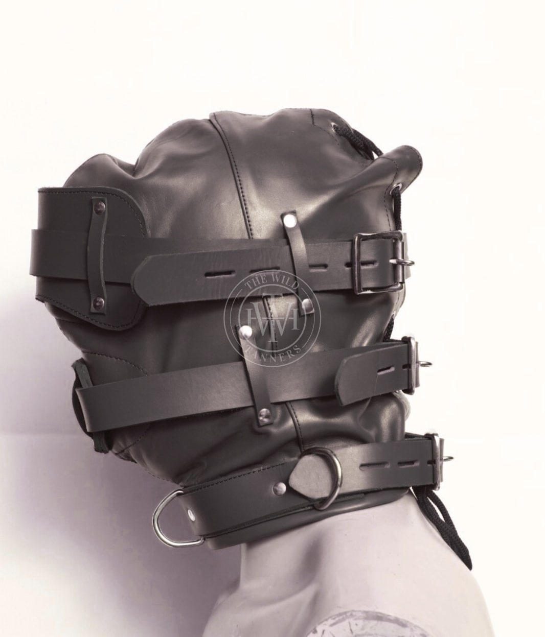 Sensory Deprivation Leather Bondage Hood, view 3