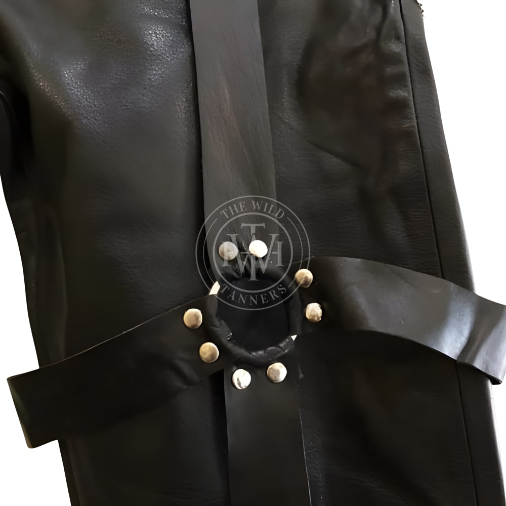 Black Leather Pants with Chain and O Rings, view 3