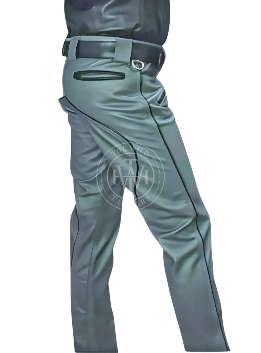 Grey Bondage Leather Pants with D-Rings, view 3